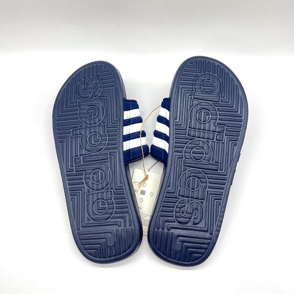 Adidas Unisex Adissage Navy Blue And White Slip On‎ Slides Sandals Shoes - Picture 8 of 12